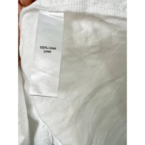 Marissa Webb Quincy 100% Linen Puff Sleeve Tie-Front Mini Dress White Women's M - Picture 5 of 6